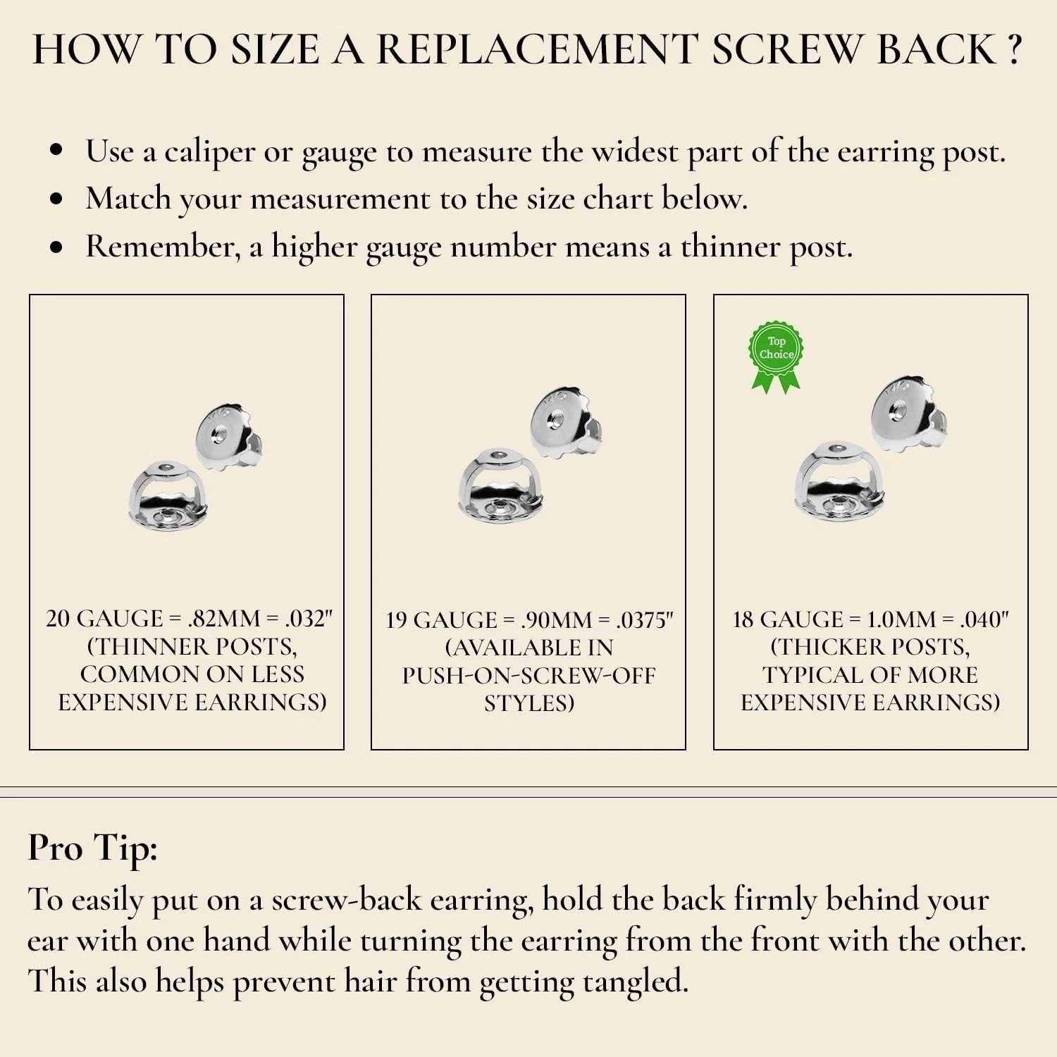 High-Quality White Gold Earring Back Replacements