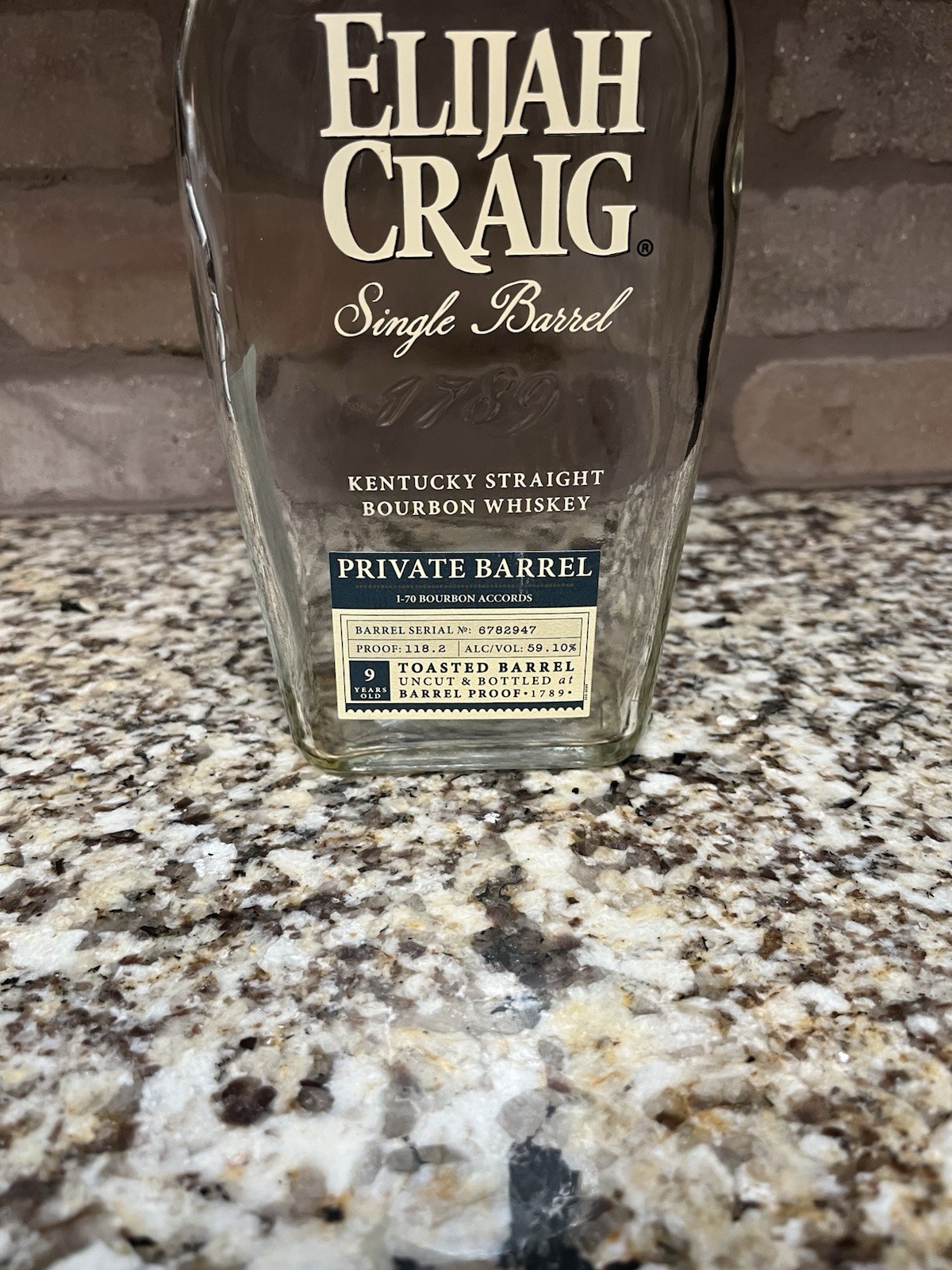 Elijah Craig Toasted Barrel Bourbon Barrel Proof Empty Bottle Store Pick