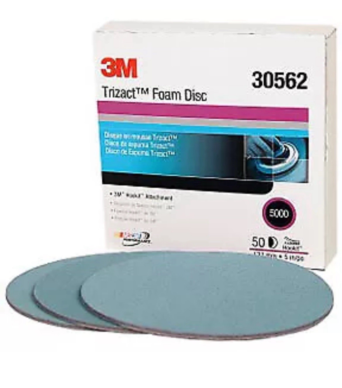 Trizact 3M Trizact Hookit Foam Disc 30562, 5in 5000 Sandpaper 15 Sheets GENUINE