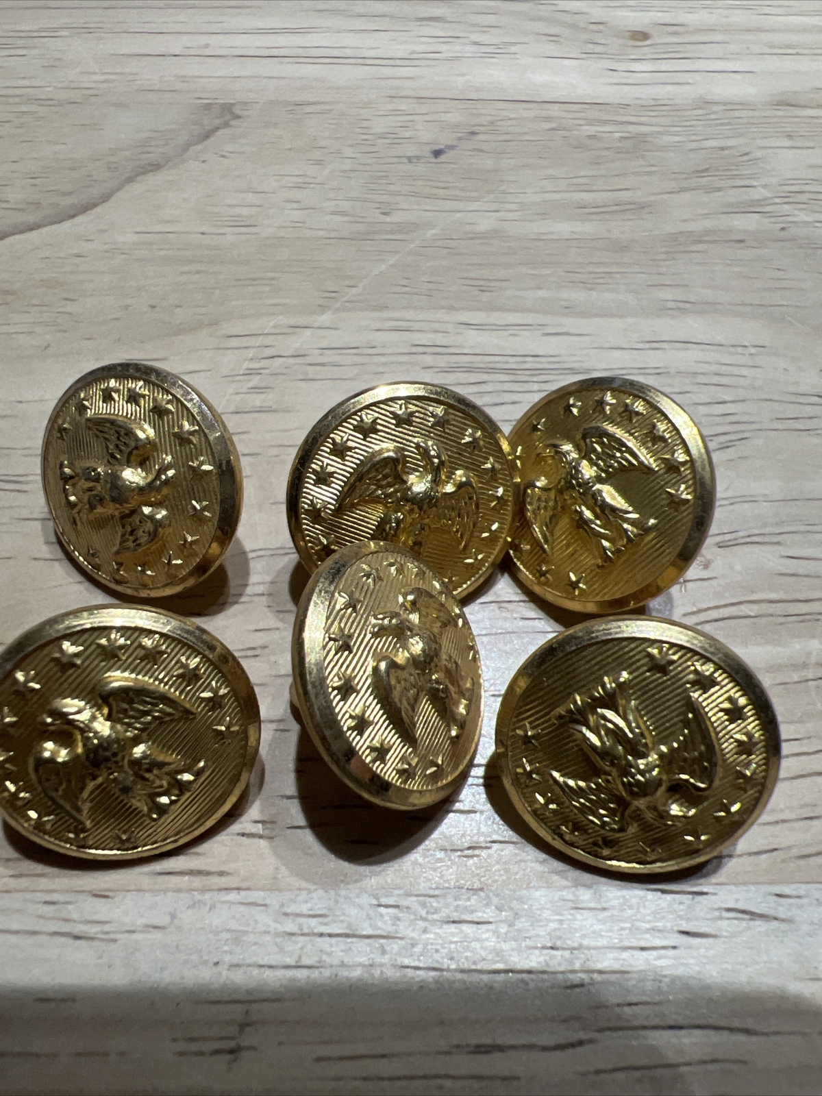 Military “Waterbury” 1/4 Buttons. Lot Of 6
