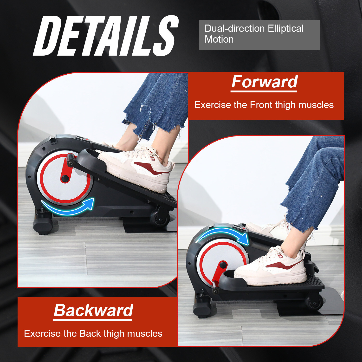 Under Desk Elliptical Machine, Portable Pedal Training Machine Senior Exercise