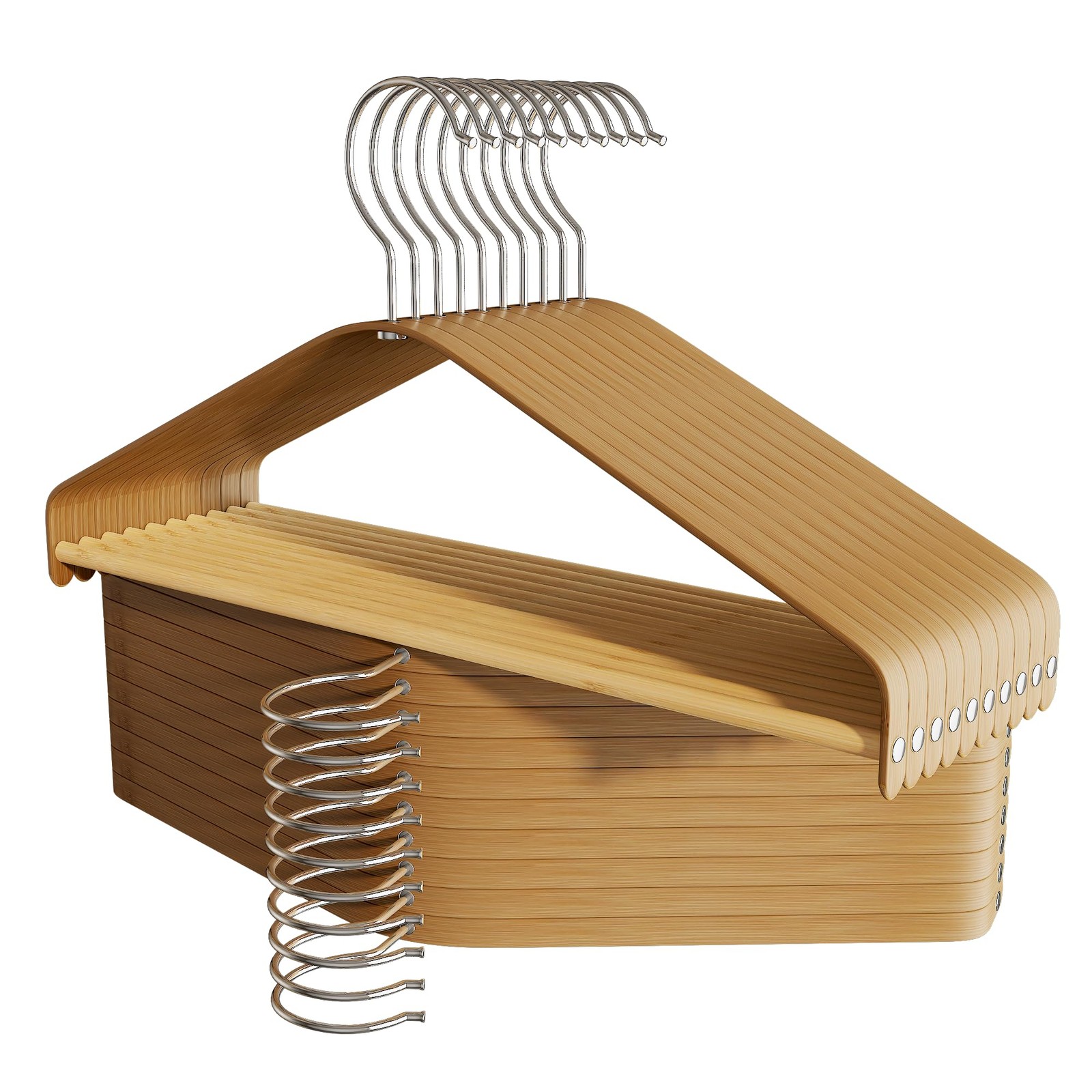 Bamboo Wooden Hangers 30 PCS, Heavy Duty Non Slip Coat Hangers with 360° Rota...