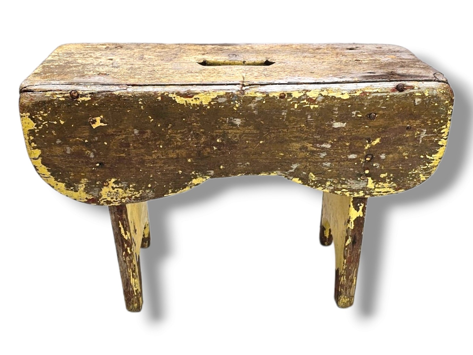Stunning antique milking stool - Rustic and primitive - Norwegian folk art -