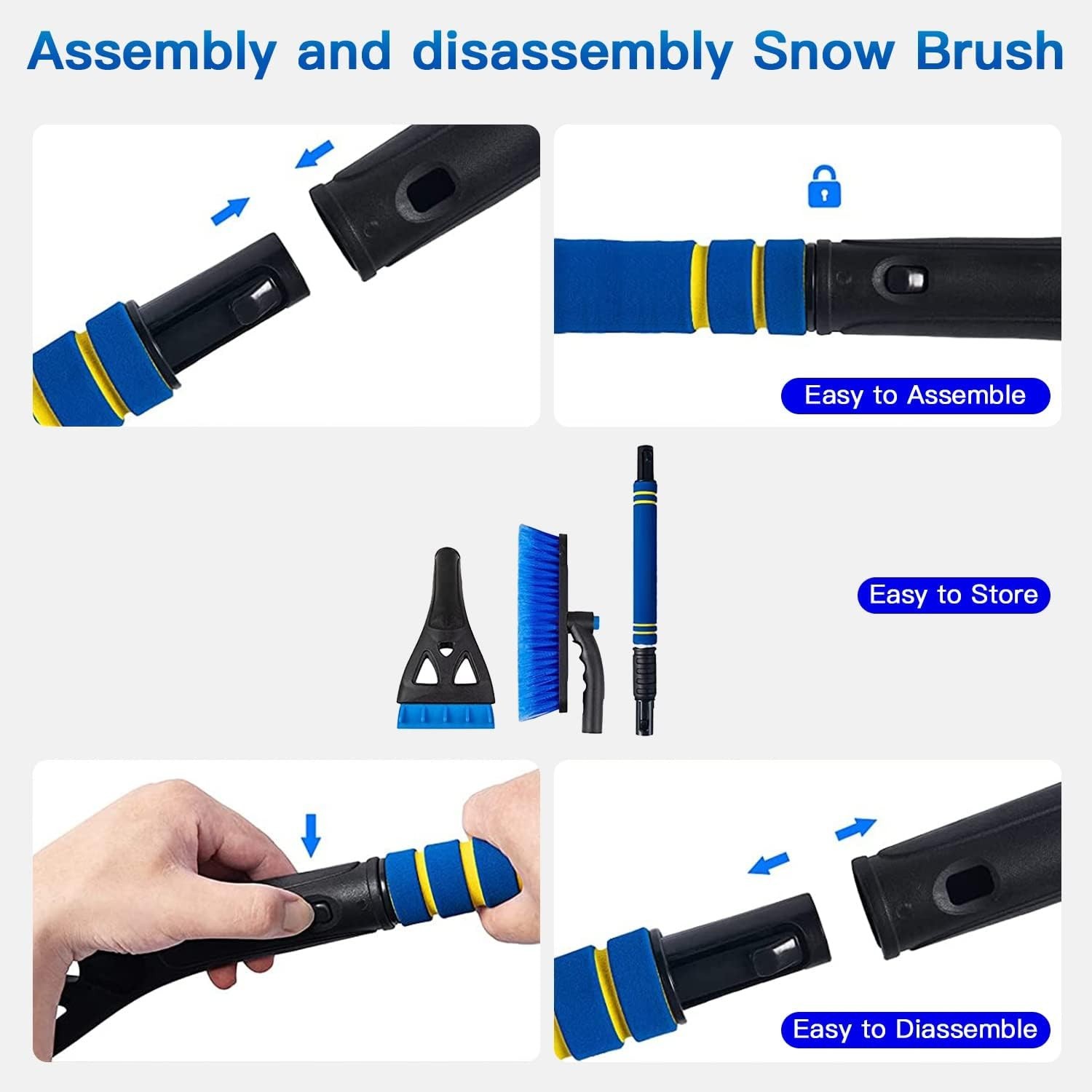 for Car Windshield, Upgraded 31 Inch Snow Scraper and Brush Combo Extendable ...