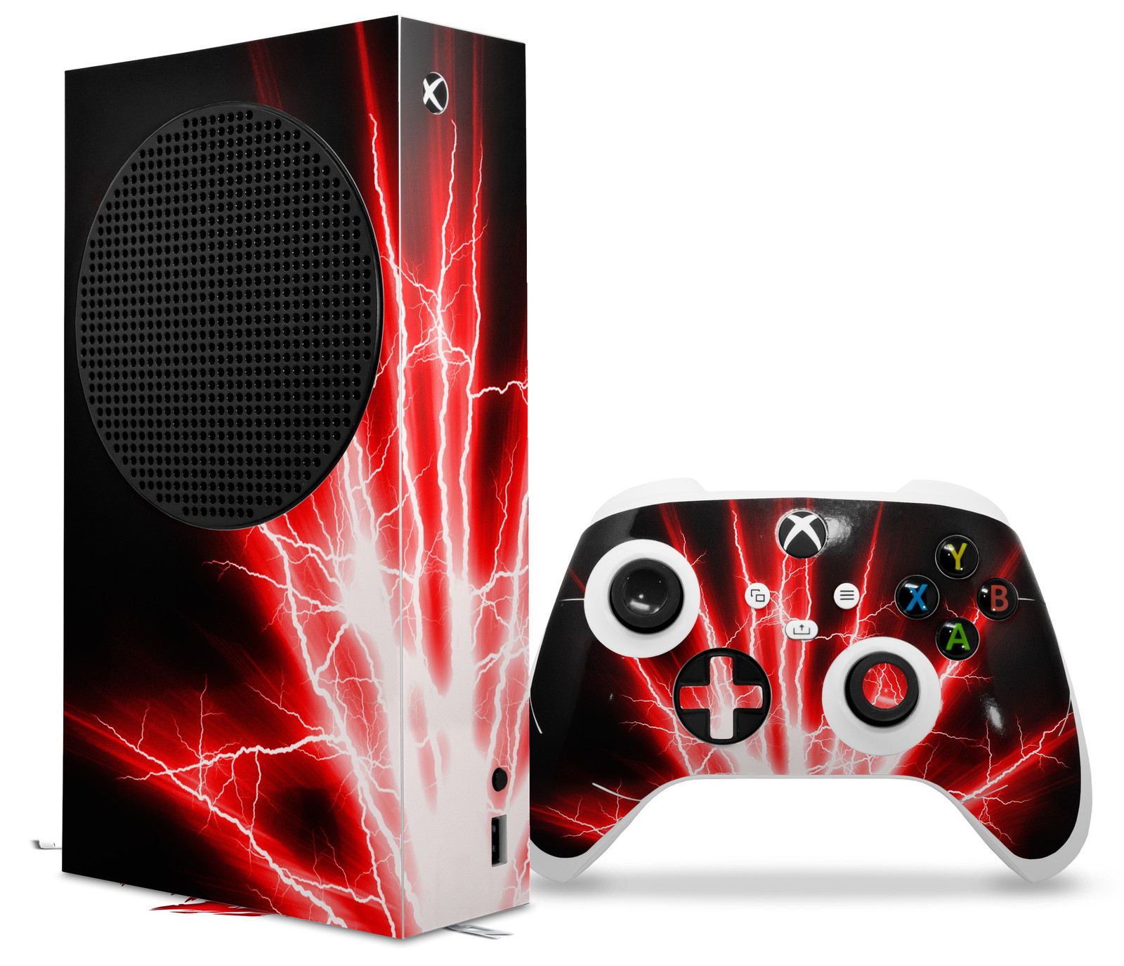 Skin Wrap for XBOX Series S Console Controller Lightning Red
