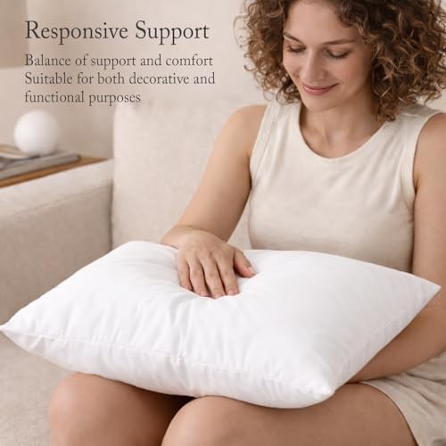 Euro Pillow Inserts4 x4 (Pack of White), Feather Down Pillow 24x24 Inch 2