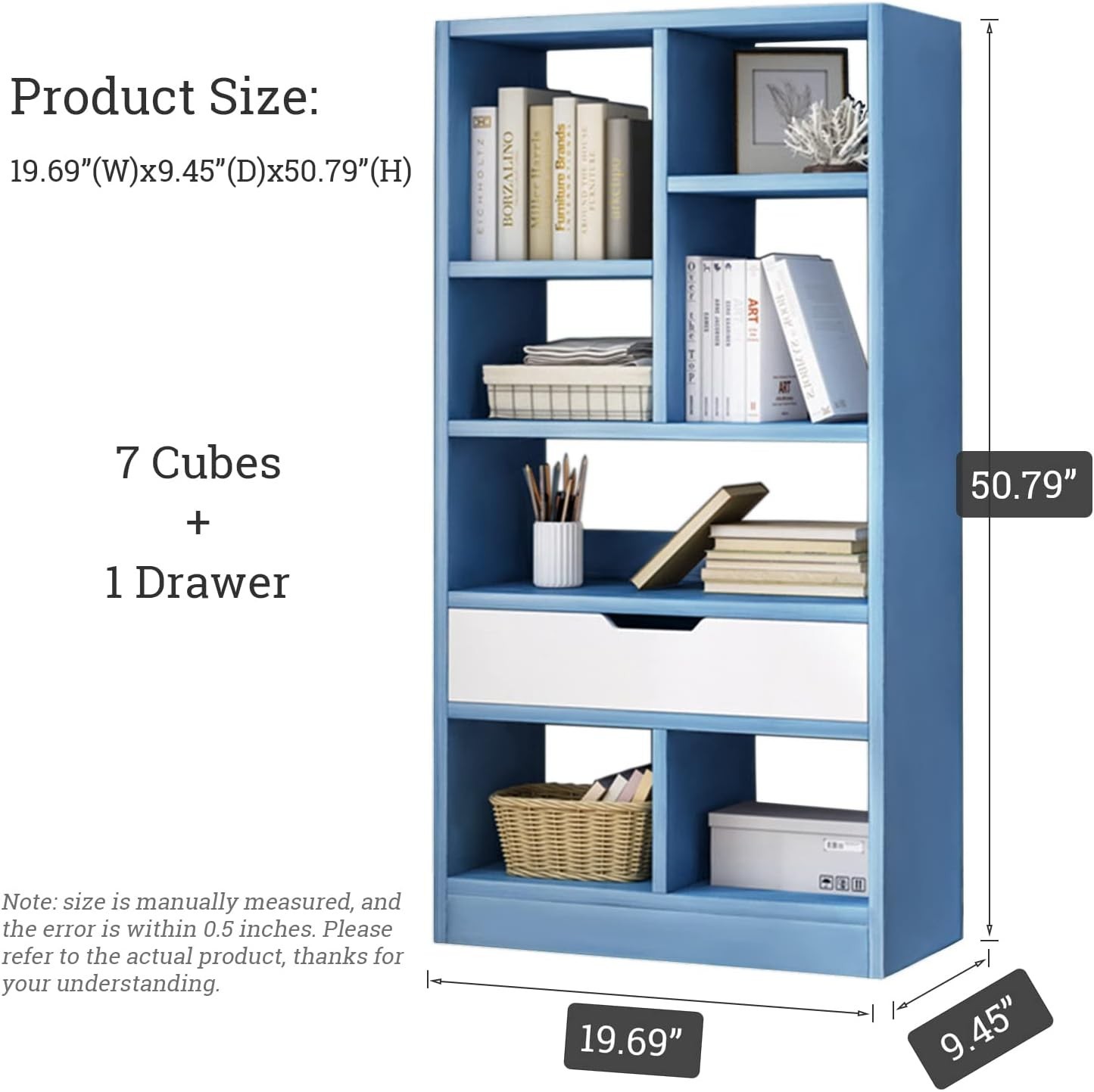 Wooden Open Shelf Bookcase 51" Height Freestanding Display Storage Cabinet