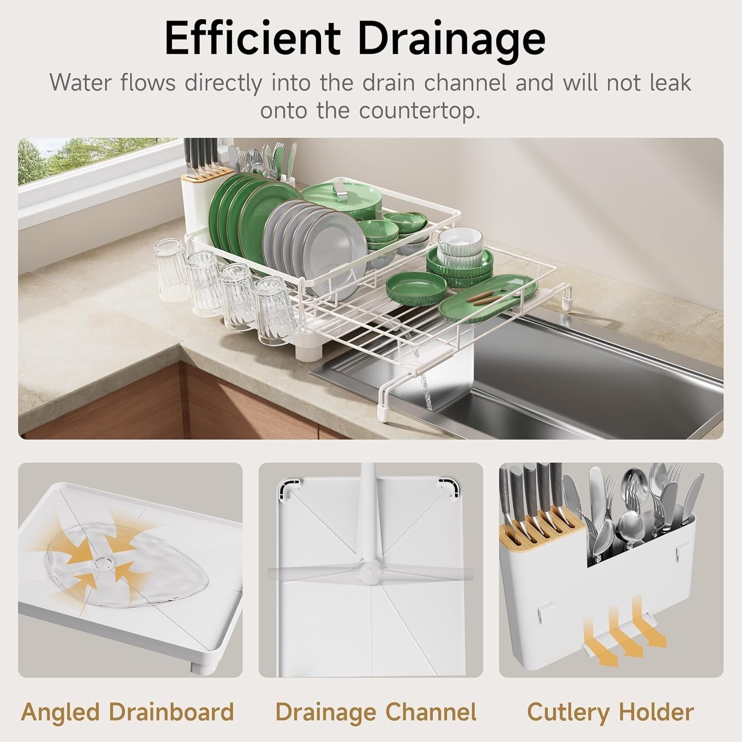 Dish Drying Rack, Extendable Dish Rack Over Sink, Large Stainless Steel Dish ...