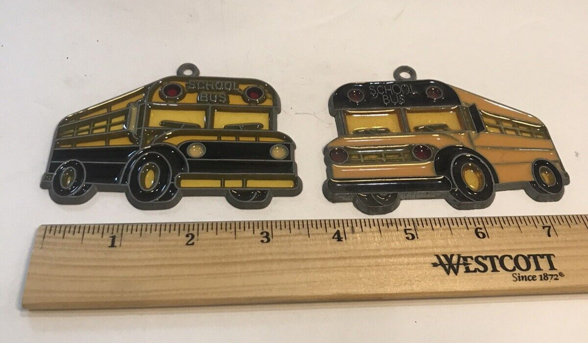 window hanging suncatcher acrylic school buses pair two yellow