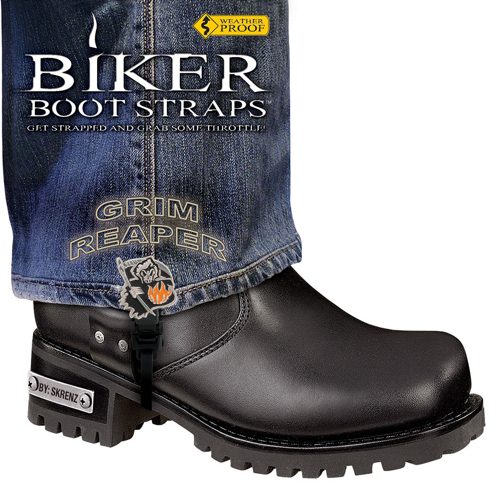 6" Grim Reaper Biker Boot Straps