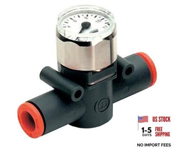 IPG Air in-Line Air Pressure Gauge with Push-to 5/16" Tube OD x 5/16" Tube OD
