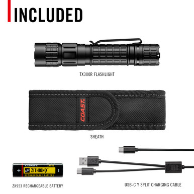 Coast 31287, TX300R 3000 Lumen Rechargeable Focusing Flashlight