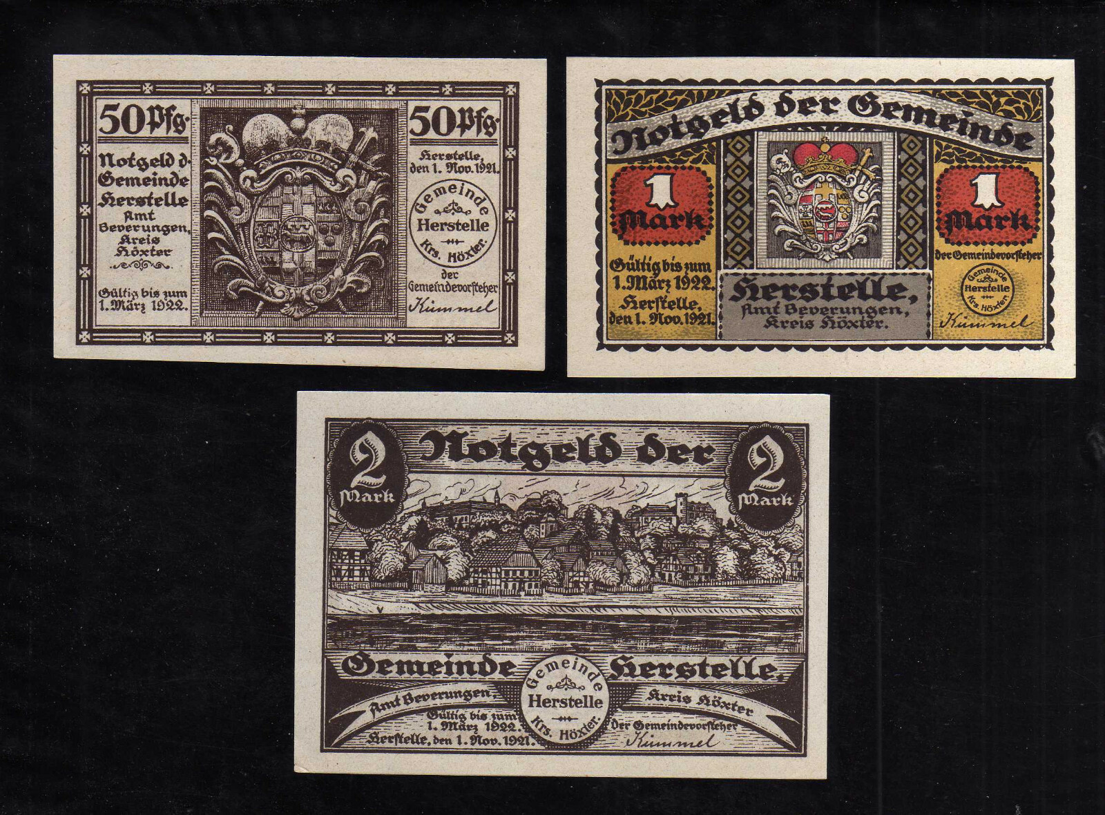 HERSTELLE HOXTER  -  GERMANY NOTGELD -   50 PFENNIG, 1, 2 MARK