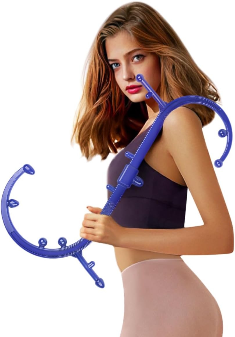 Back Massage Hook Trigger Point Massager Tool, Handheld Self S Blue
