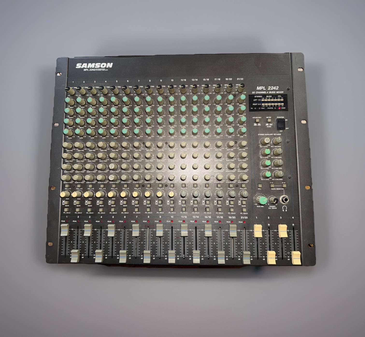 Samson MPL 2242 22-Channel 4-Bus Analog Studio Mixer WITH Rack Ears Power Cord
