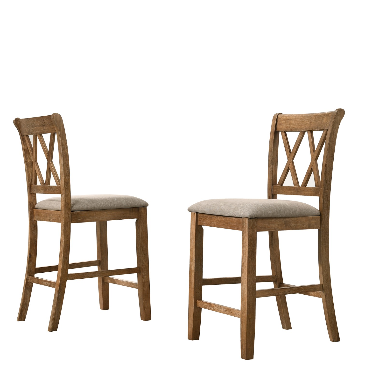Set of 2 Fabric Upholstered Counter Height Dining Chairs, 24 Inch Bar Stools