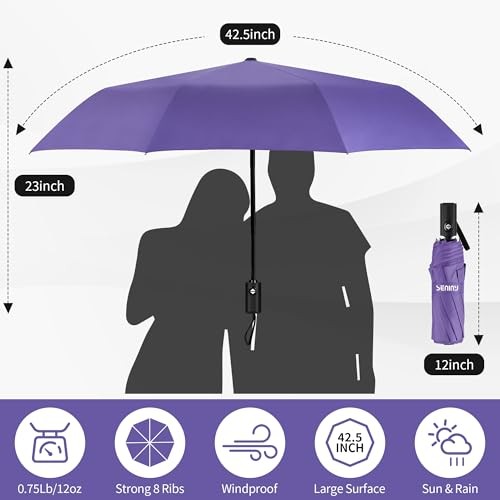 Windproof Travel Umbrella, Automatic Umbrellas for Rain, Portable & Compact