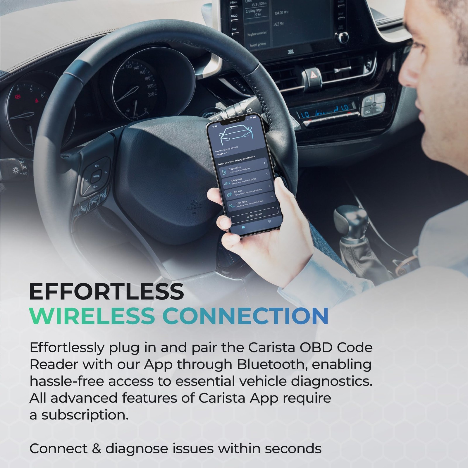 Carista OBD - Bluetooth OBD2 Scanner - Car Diagnostic Tool and White