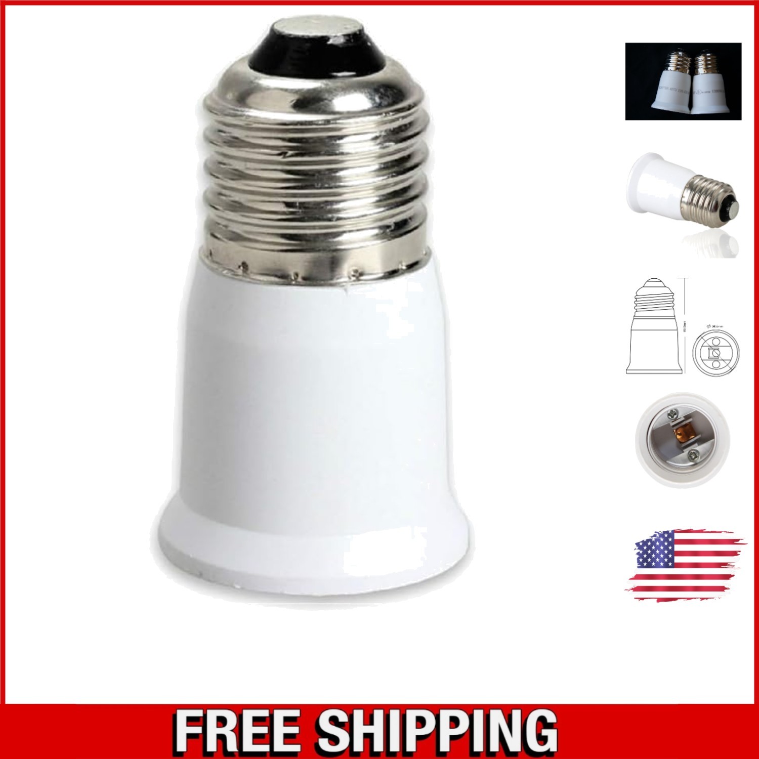 Effortless E26 Socket Extension - 1.5 Inch Adapter for LED/CFL Bulbs, 2 Pack
