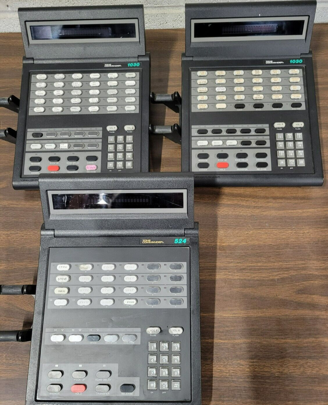 Vintage Lot of 3 TONE COMMANDER Black Telephones 524 / 1030 x 2 - No Handsets