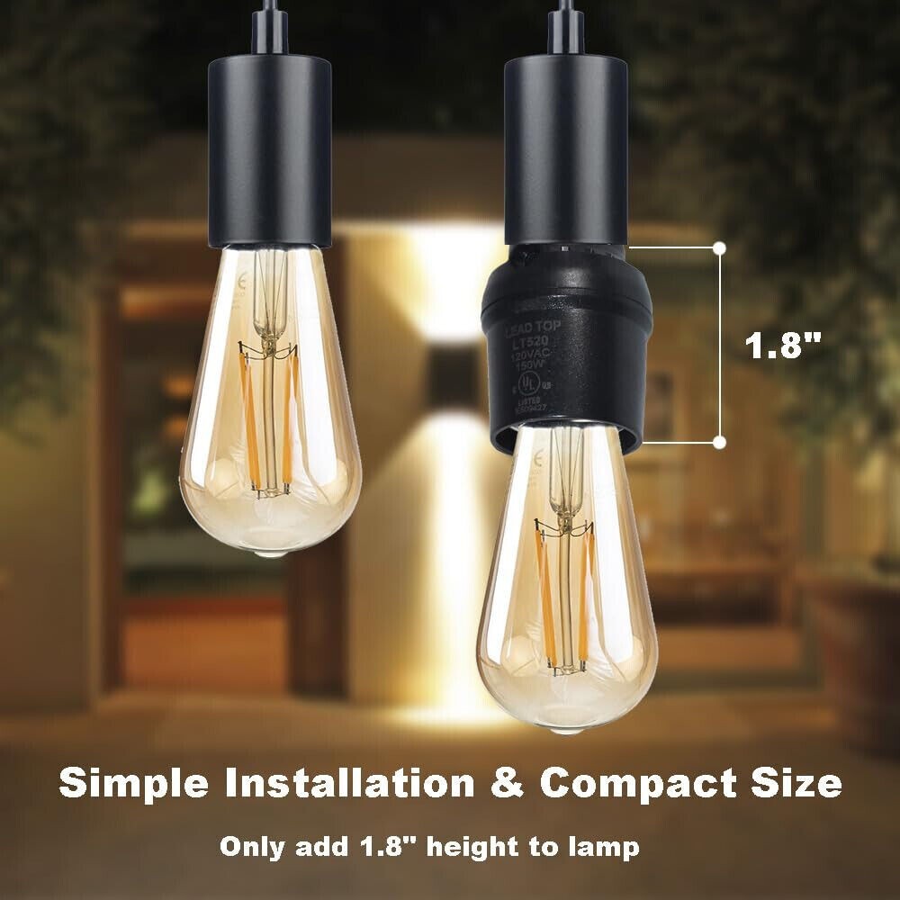 2-Pack Sensor Automatic Dusk to Dawn Light Socket E26 E27 for Outdoor Lighting