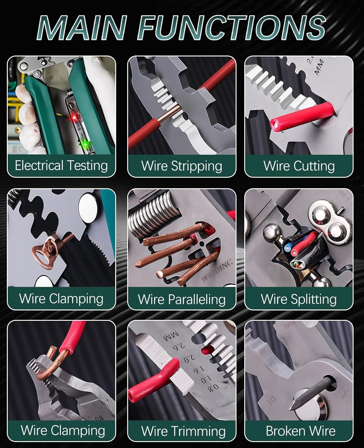 15-in-1 Multi-Function Wire Strippers with Voltage Tester - Compact & Ergonomic