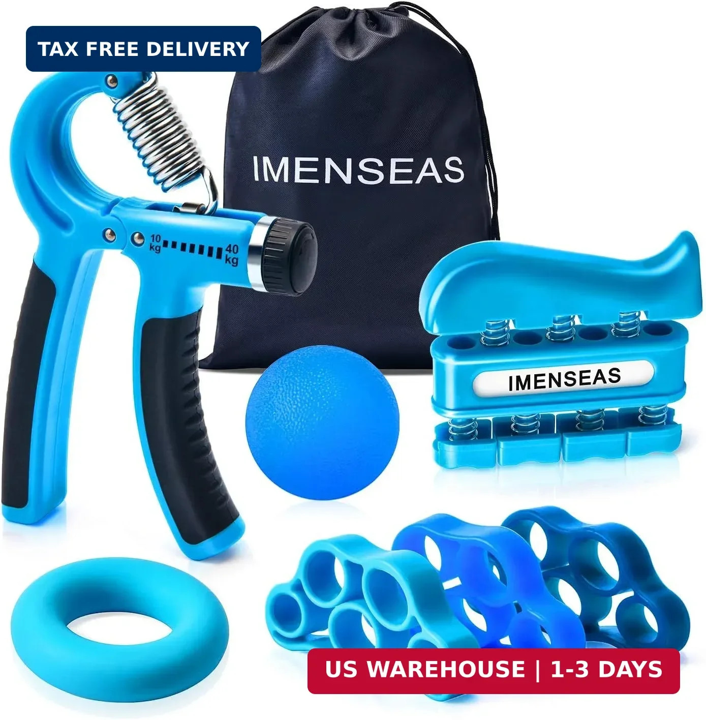 Grip Strength Trainer 7 Pack Adjustable Hand Gripper, Finger Stretcher Resistanc