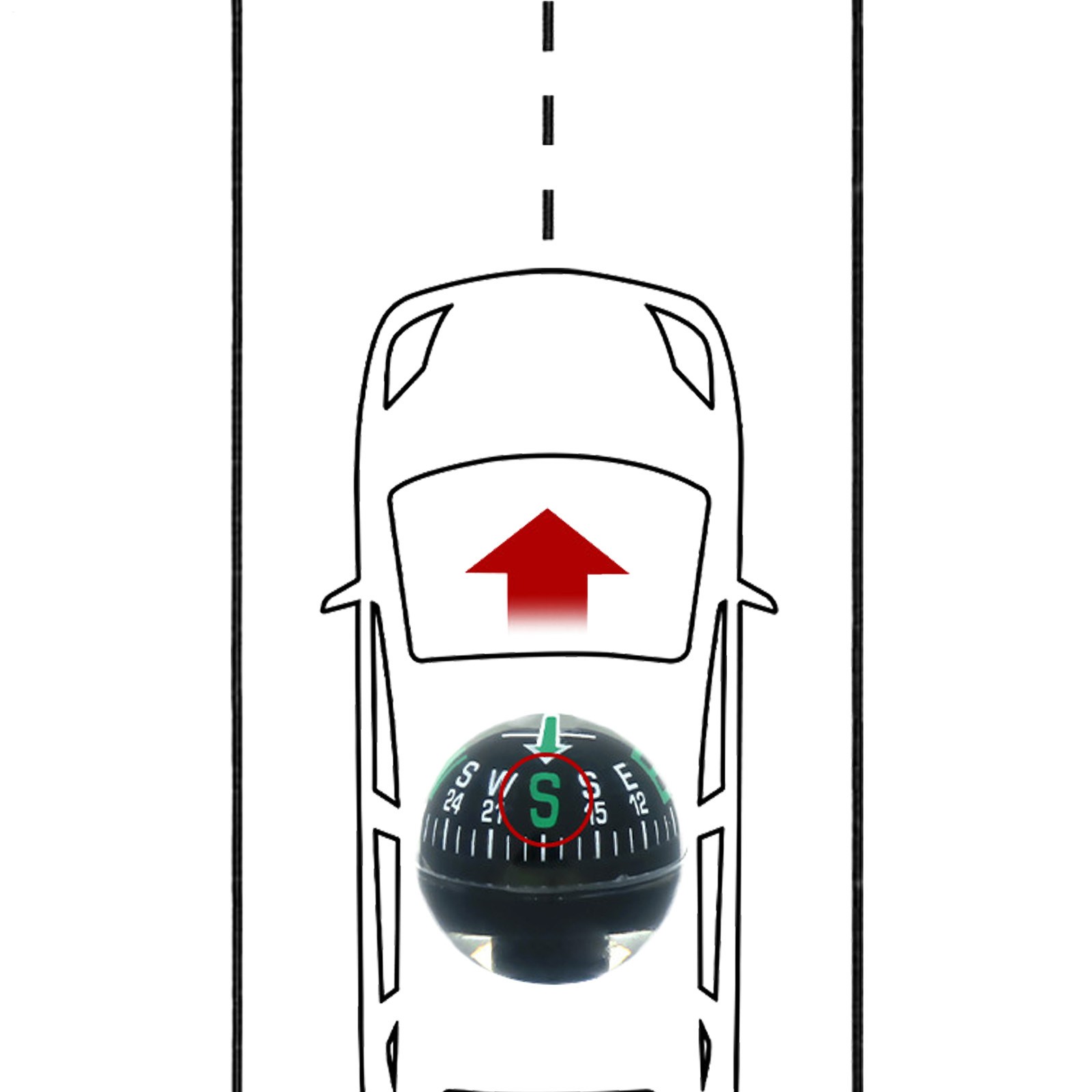 Car Compass Dashboard Multi-Functional Guide Ball Shaped Compass Car Ornaments