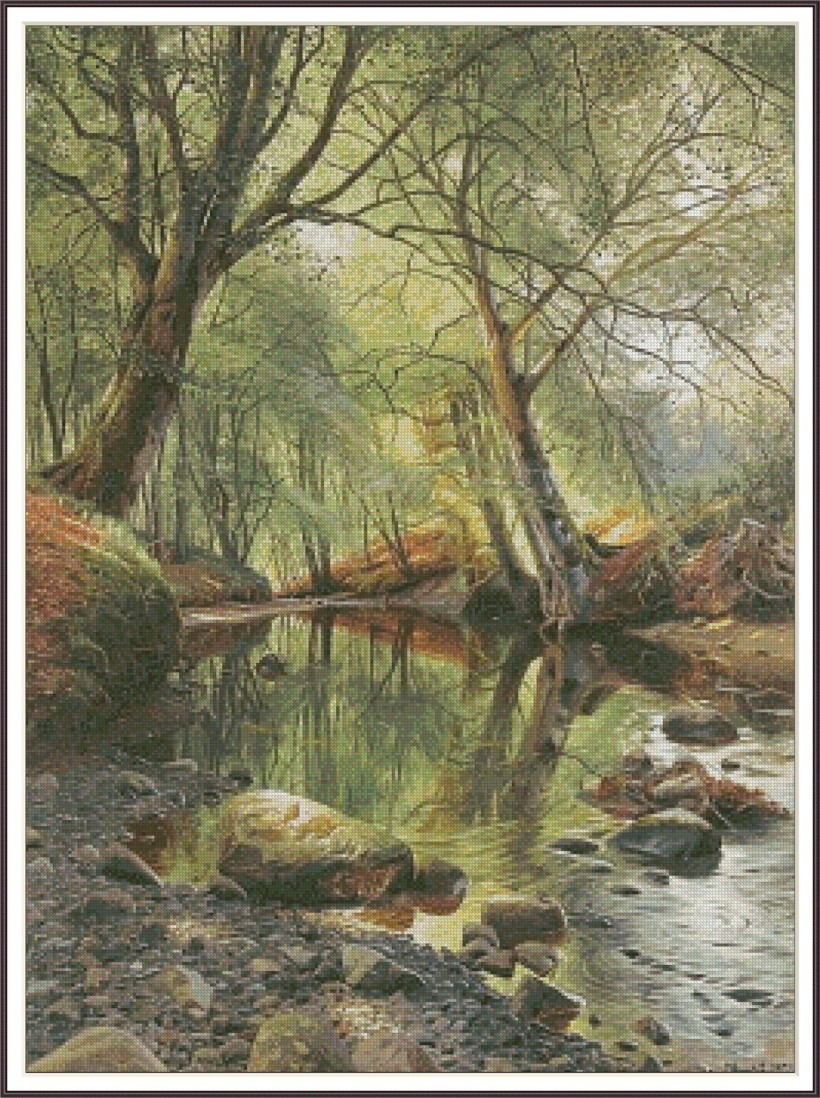 A woodland stream 735 Chart Counted Cross Stitch Pattern