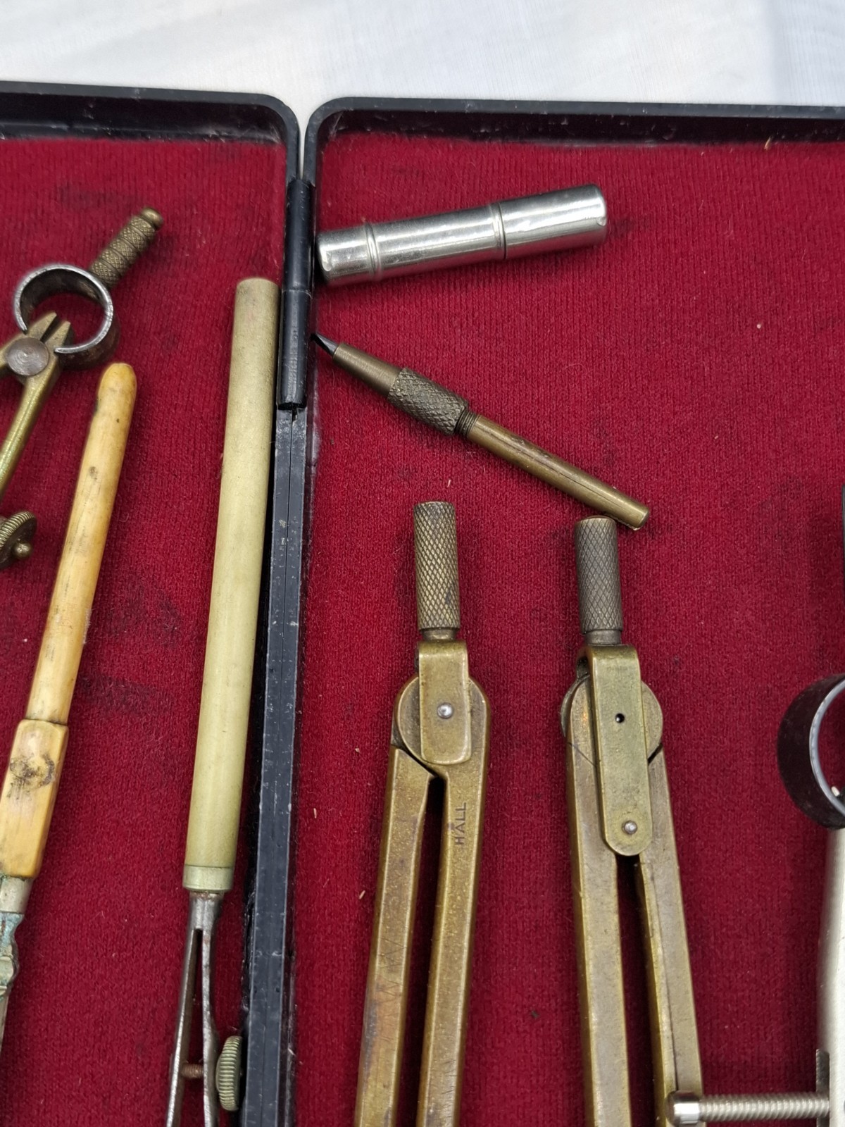 Vintage Drawing Set In Case Compass Protractor Measuring Tools