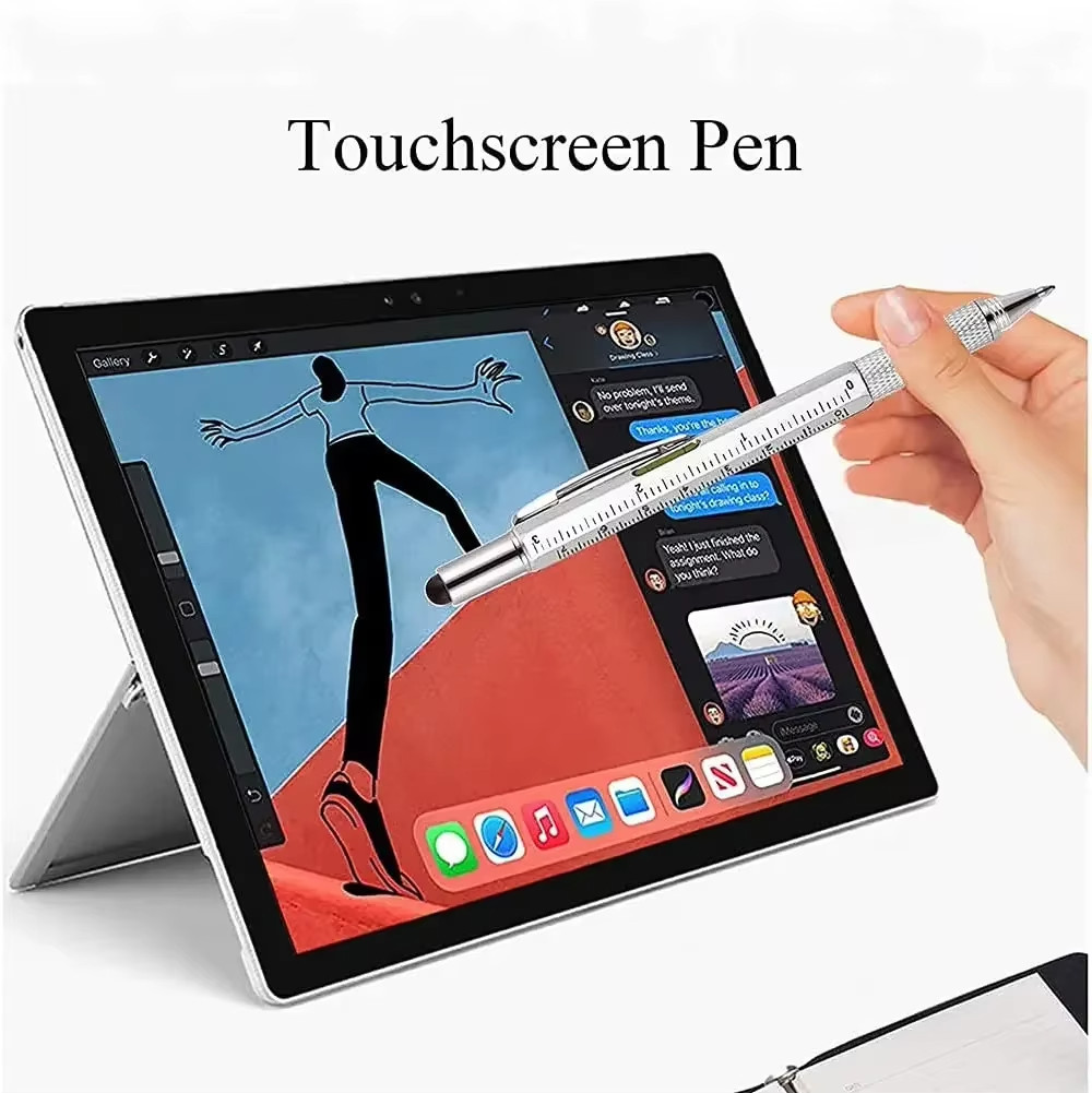 7-in-1 Multi-Tool Stylus Pen – Touchscreen Ballpoint Pen with Screwdriver, Ruler