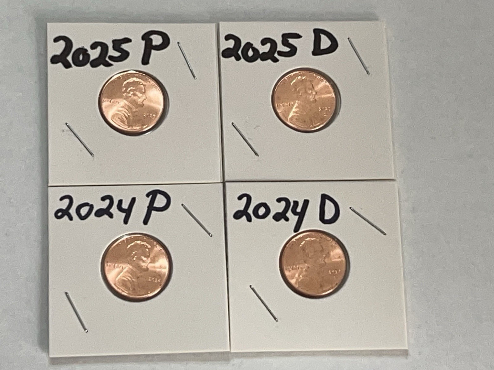 2024 & 2025 P And D Lincoln Cents (Lot Of 4 Pennies) 1 For Each Year And Mint.