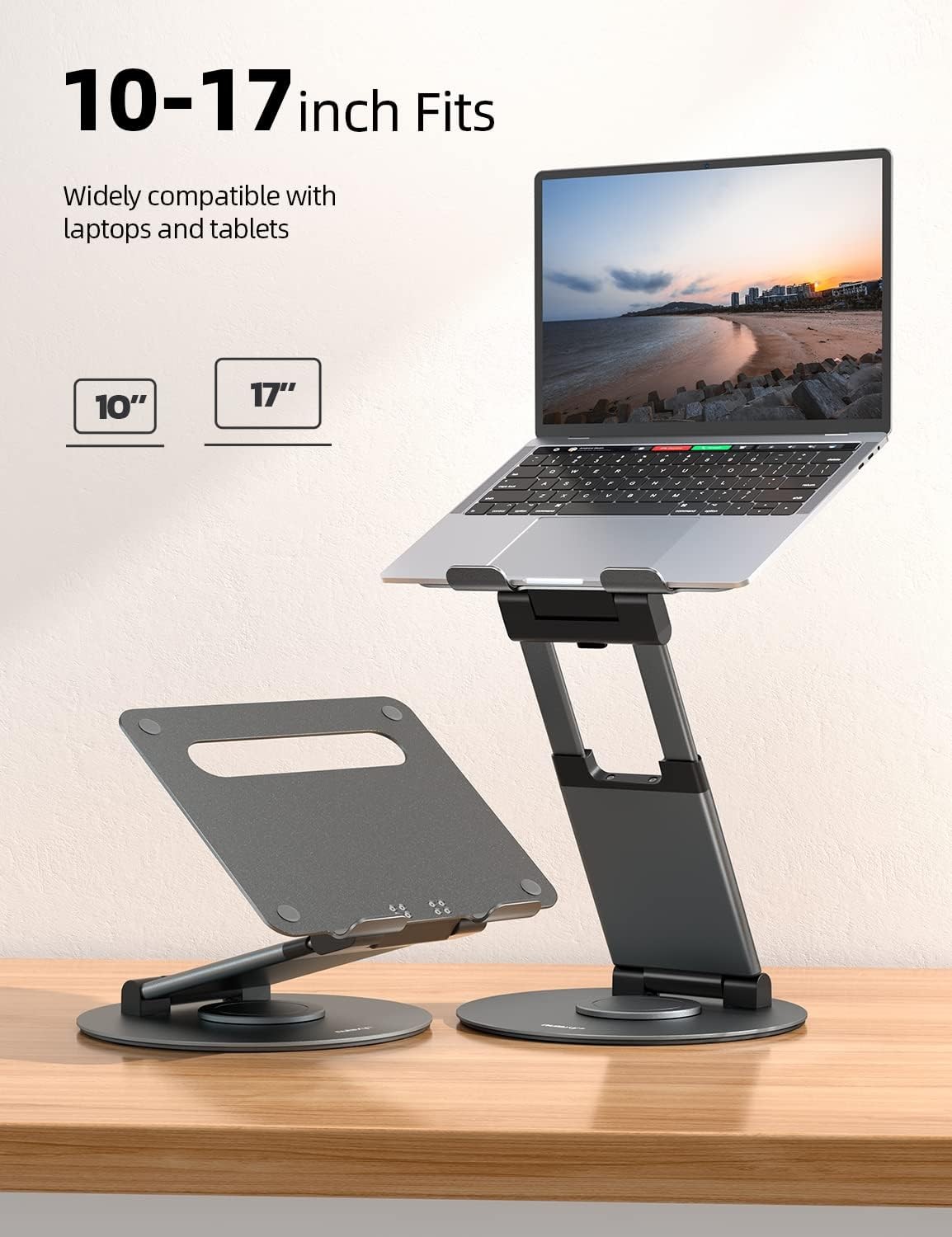 Telescopic 360 Rotating Laptop Stand for Desk Adjustable Height Swivel Pull