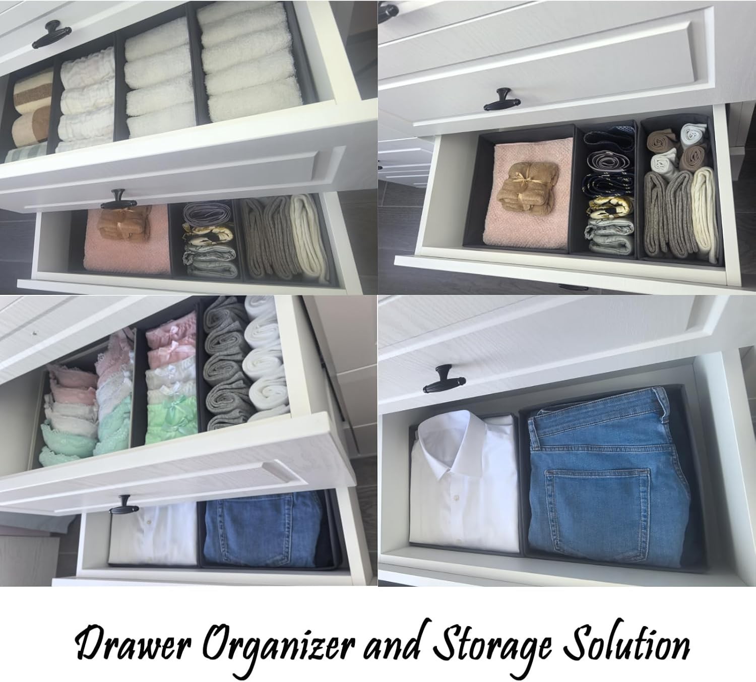 Sock Drawer Organizer 3 Pack Collapsible Fabric Storage Bins Underwear Divider