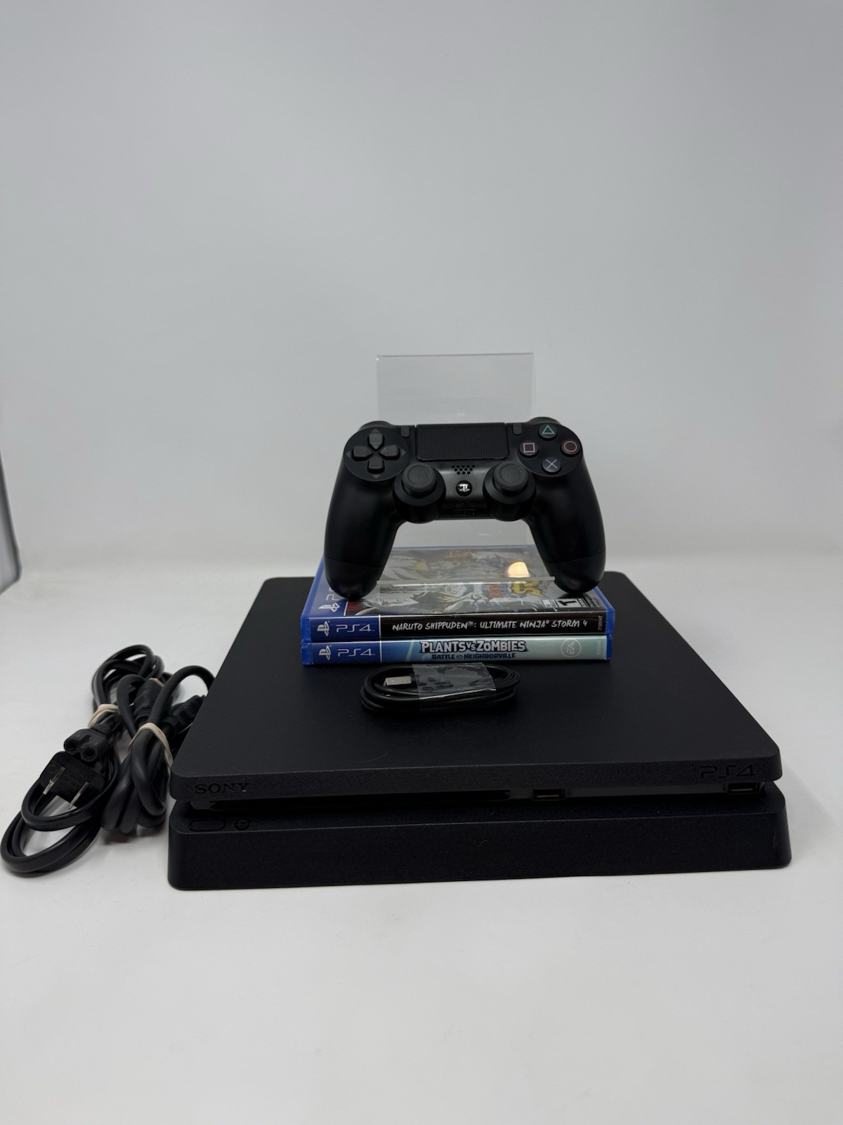 Sony PS4 Slim 1TB Console Bundle w/ Controller, HDMI, Cables + 2 Games Tested