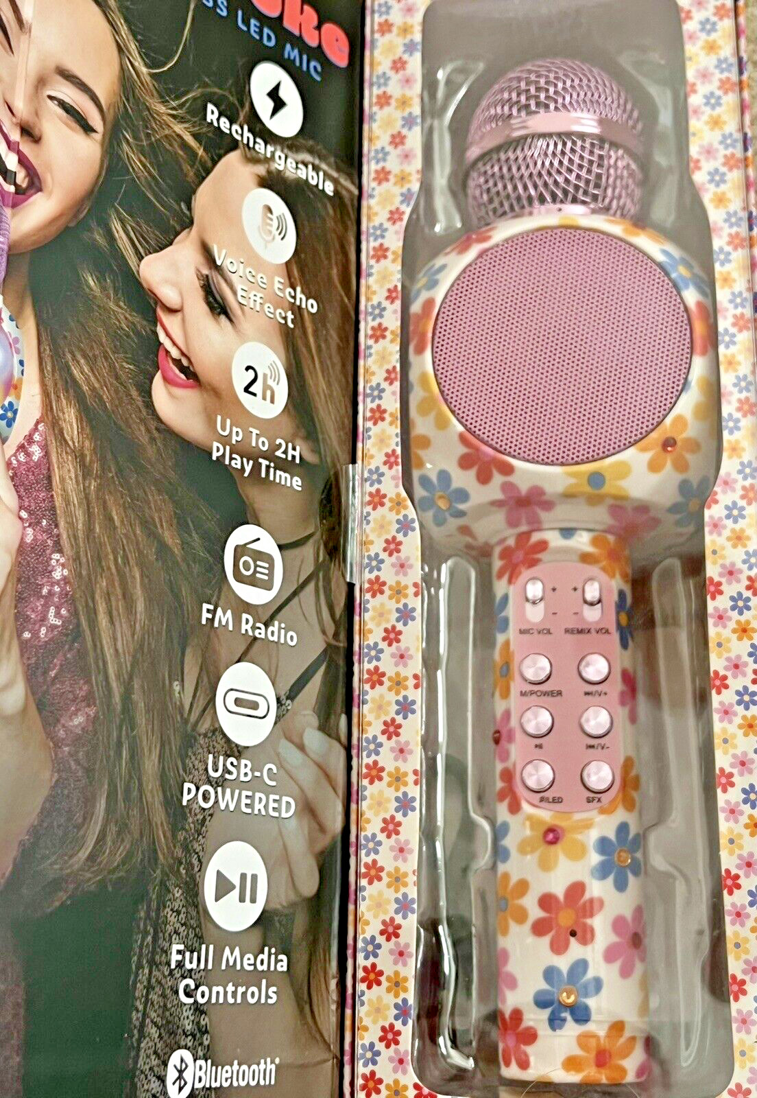 Throwback Karaoke Wireless Bluetooth MIC, Colorful LED Lights, NEW IN BOX