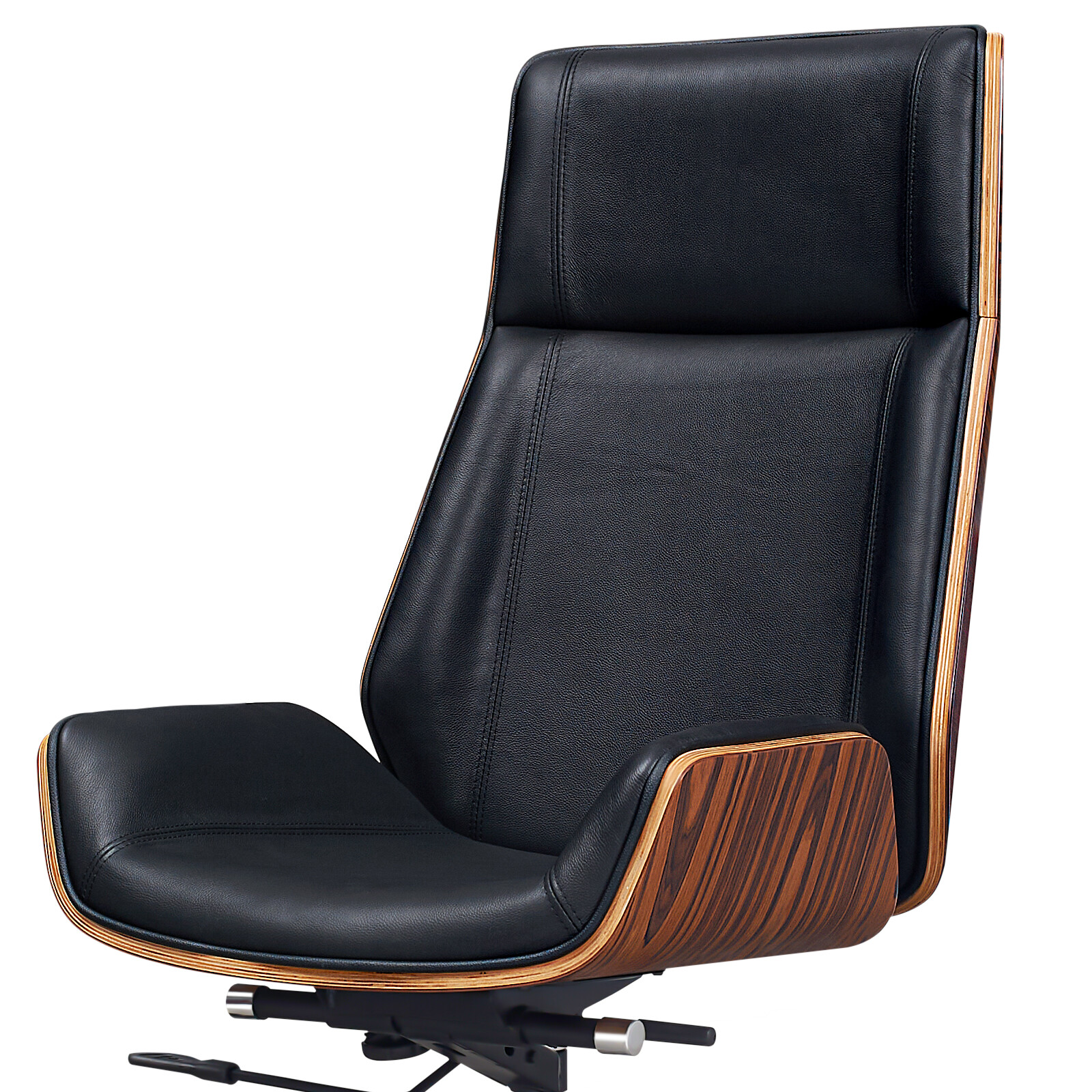 Light Rosewood Office Chair Ergonomic Armless Chair Genuine Leather Desk Chair