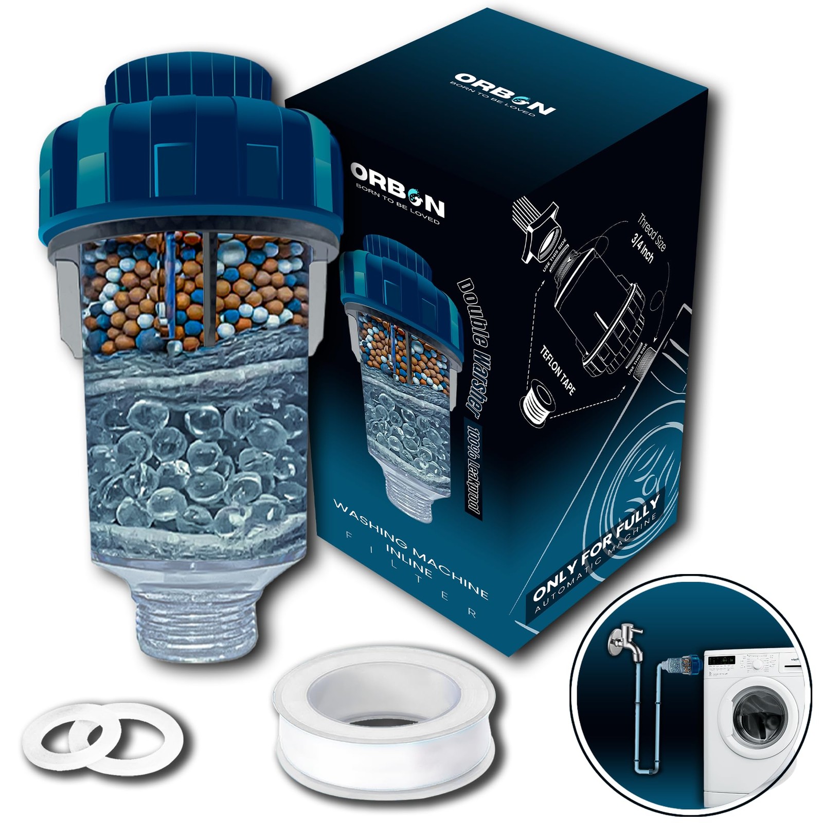 Washing Machine Water Filter & Softener | Inline Hard Water Filter with Cryst.