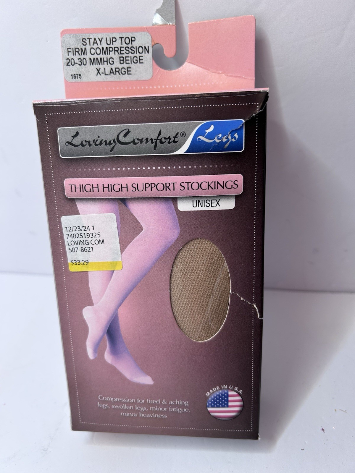 Loving Comfort Thigh High Support Stockings 20-30MMHG BEIGE X-LARGE
