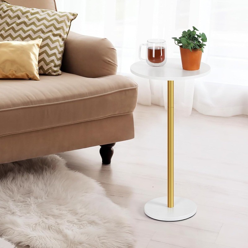 Small Side Table for Small Spaces Round Pedestal Coffee Cocktail Table White