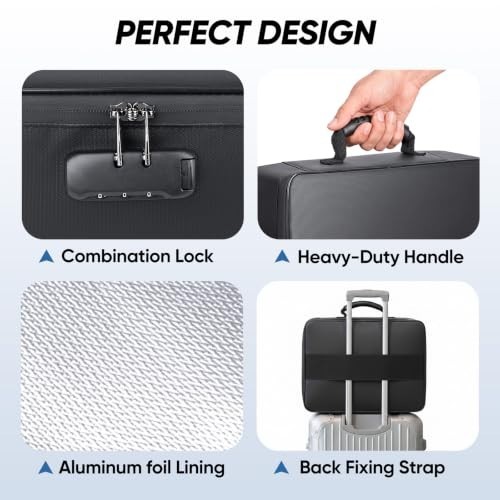 Fireproof Document Bag Portable Waterproof File Organizer Box Lock 15x11x4