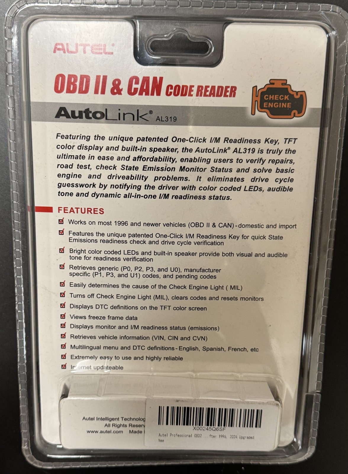 New! Autel Autolink AL319 OBD2 CAN Diagnostic Scanner Auto Fault Code ReaderTool