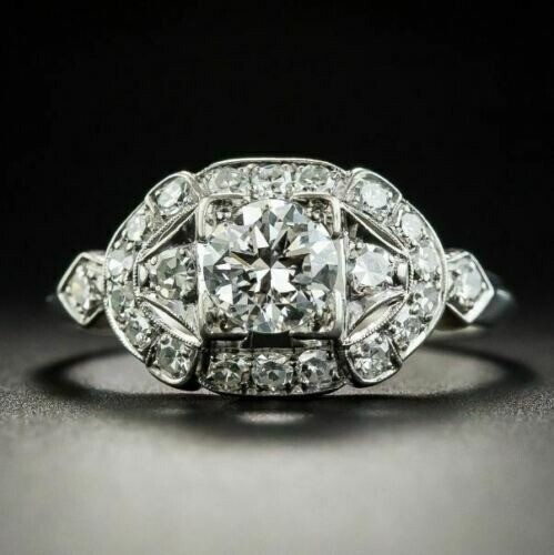Art Deco Vintage Style Lab-Created 2.30 Ct Round Diamond Wedding Ring 925 Silver