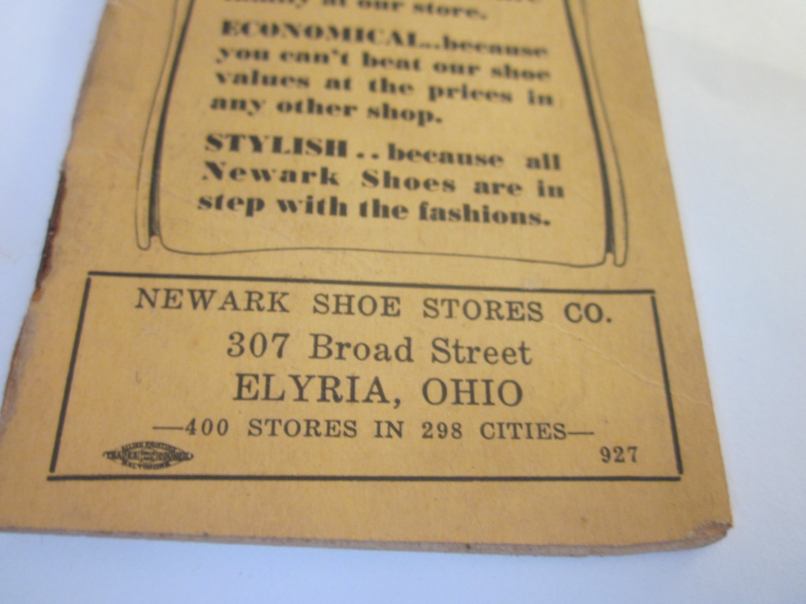 Vintage Memo Book Advertising Newark Family Shoe Store Elyria, Ohio