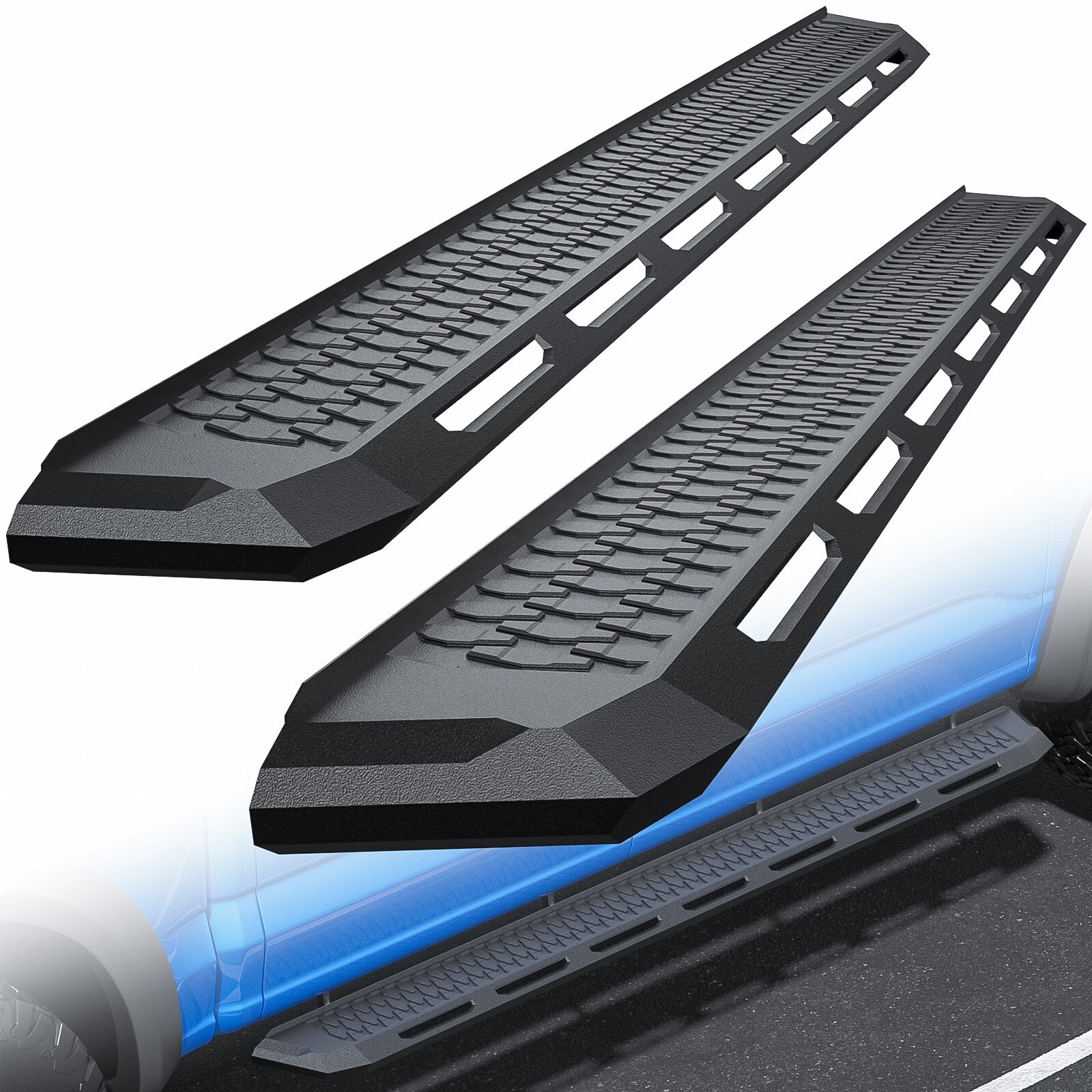 Fit 19-26 Chevy Silverado 1500 Crew Cab 7" Texture Black Running Board Side Step