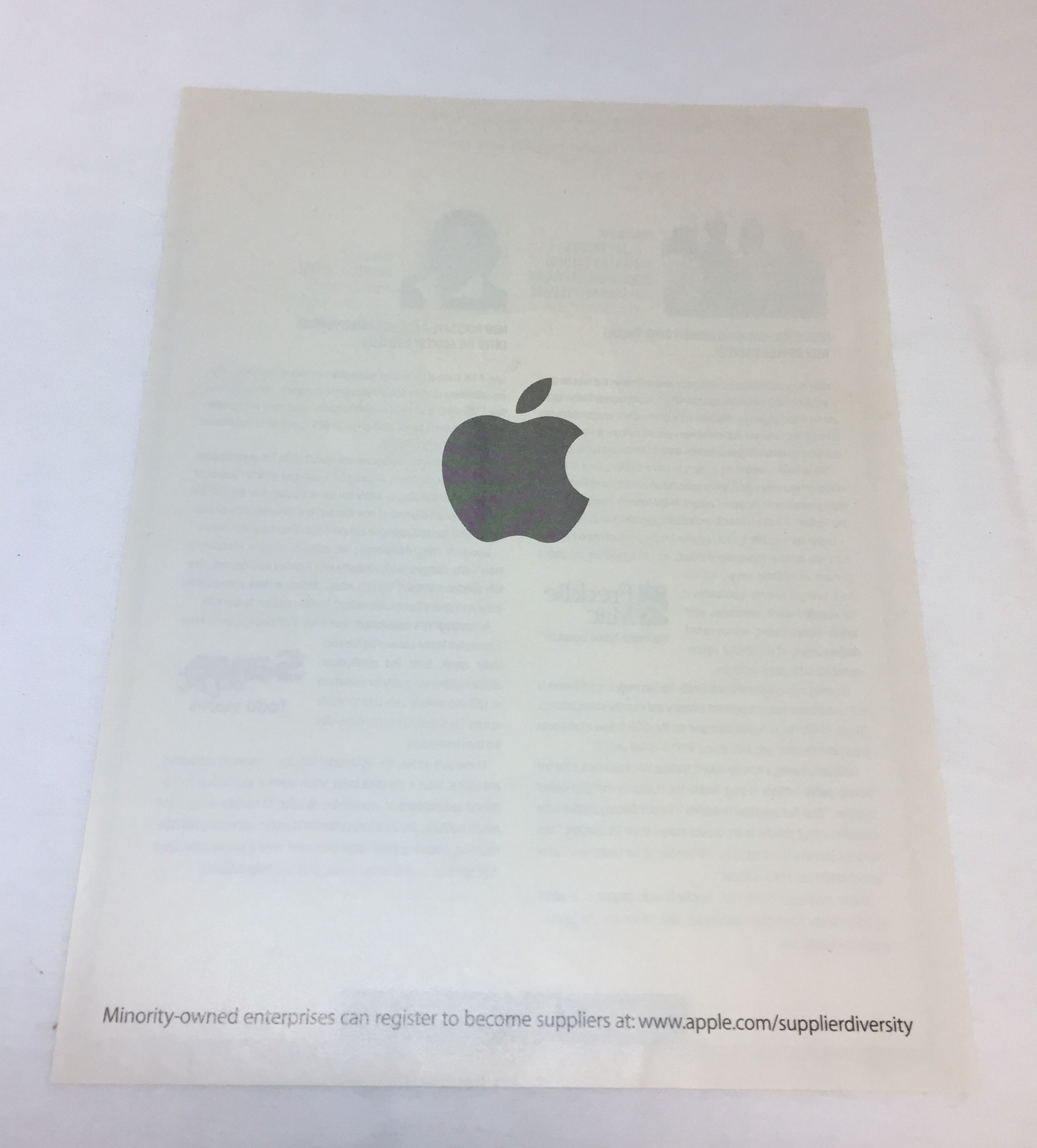 2012 Apple computer ad page ~ Supplier Diversity