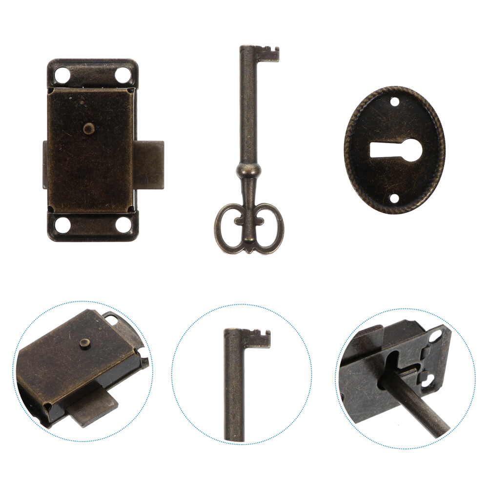 2Pcs/set Vintage Decor Furniture Lock Brass Fittings Cabinet Furniture Lock