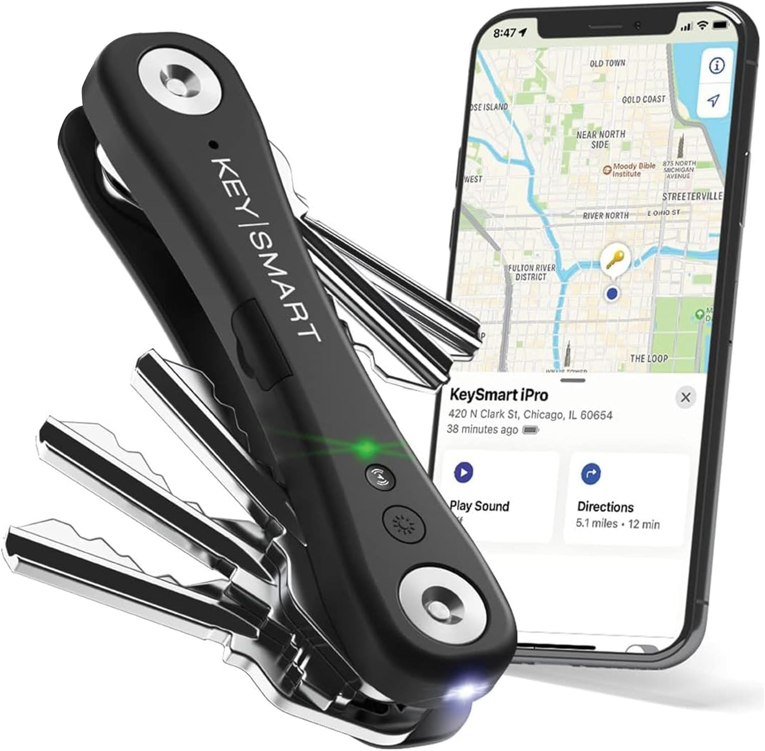 Keysmart Ipro - Key Finder Locator with Sound, Keychain Key Holder, Apple Find M