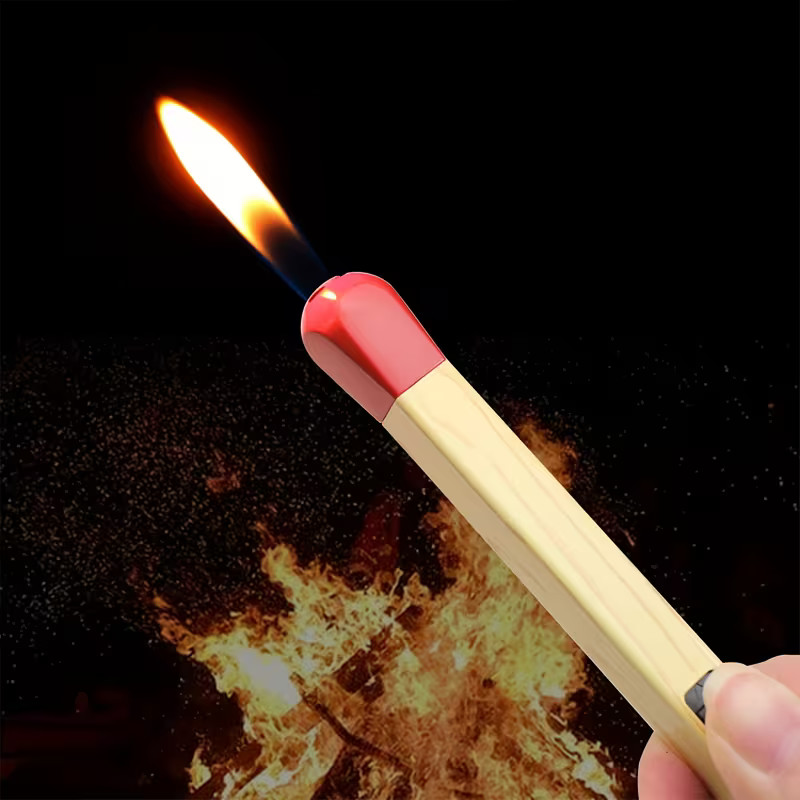 Compact and refillable matchstick lighter - portable, adjustable flame camping