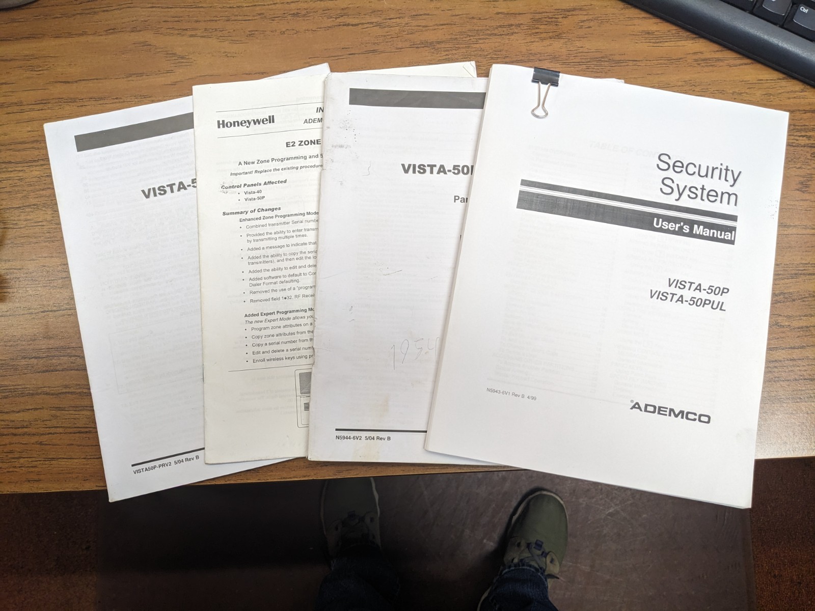 Honeywell Ademco Vista-50P/PUL Manuals (set of 4)